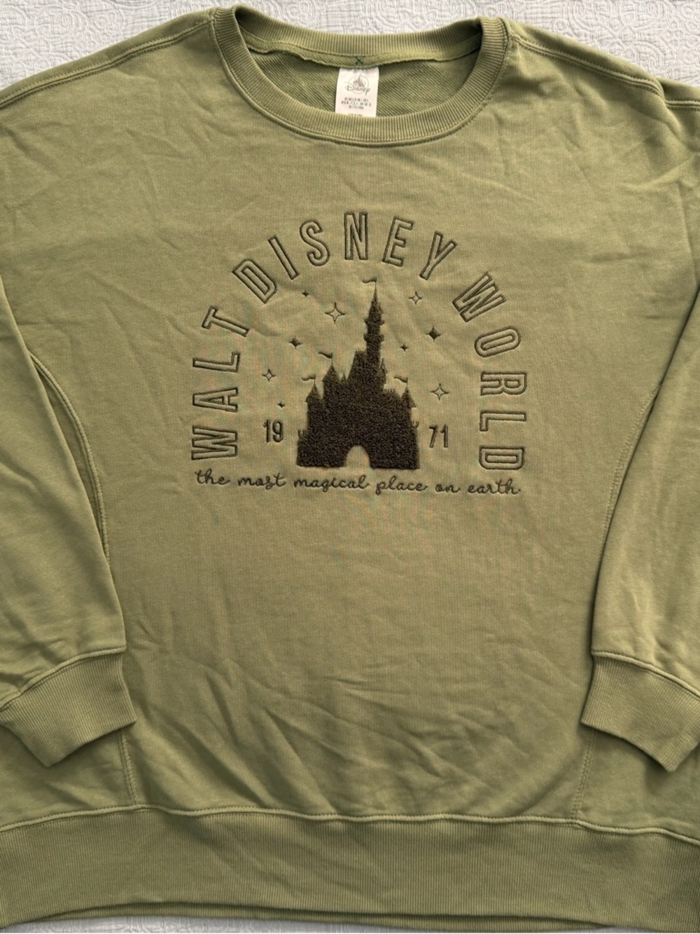 Disney World Happiest Place on Earth 1955 Castle Pullover Sage Green